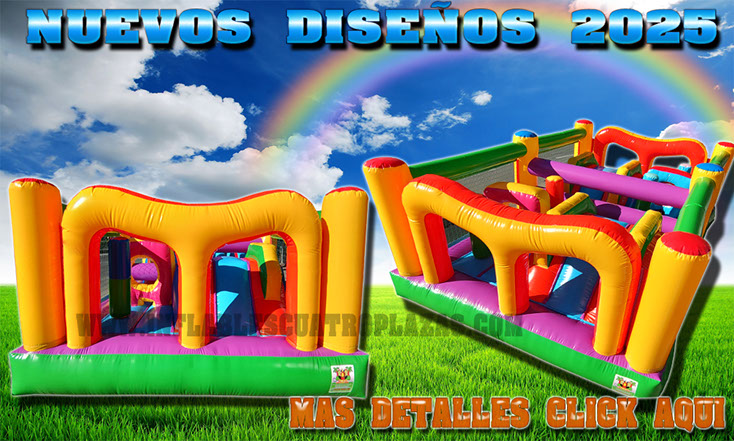 castillo inflable blanco con pileta y rampa